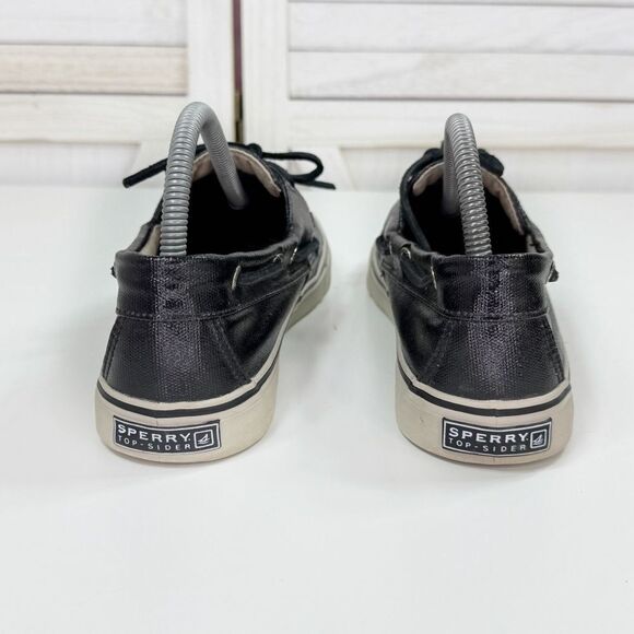 Sperry Topsider Coated Canvas Boat Deck Shoes Black Womens 9 - Picture 6 of 11